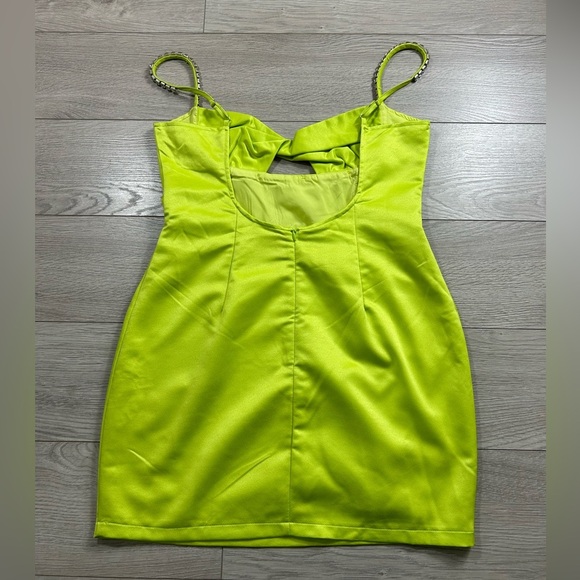 Runaway Serafina Neon Green Jewelled Straps Mini Dress - Picture 5 of 13
